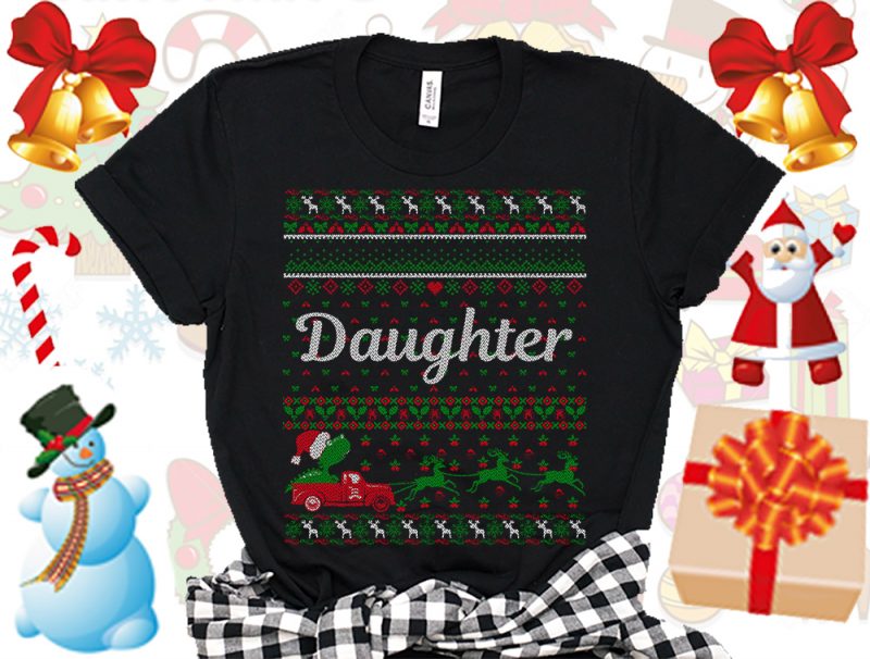 Editable Daughter Family Ugly Christmas sweater design