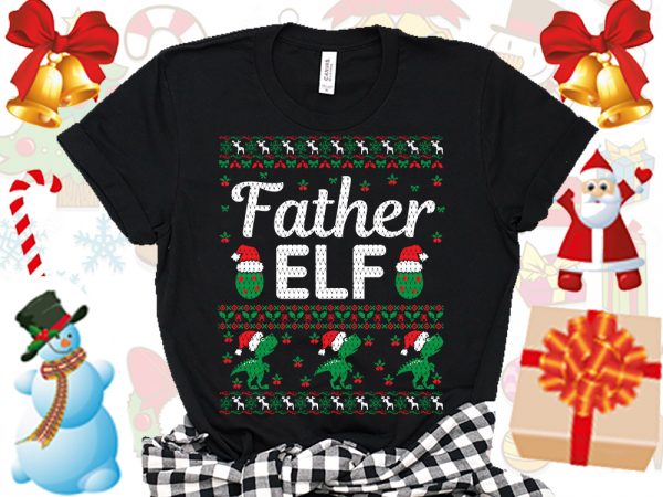 Editable father elf family ugly christmas sweater design