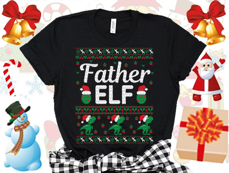 Editable Father ELF Family Ugly Christmas sweater design