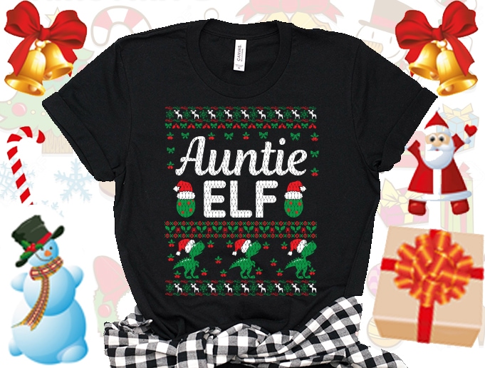 Auntie ELF Family Ugly Christmas sweater design