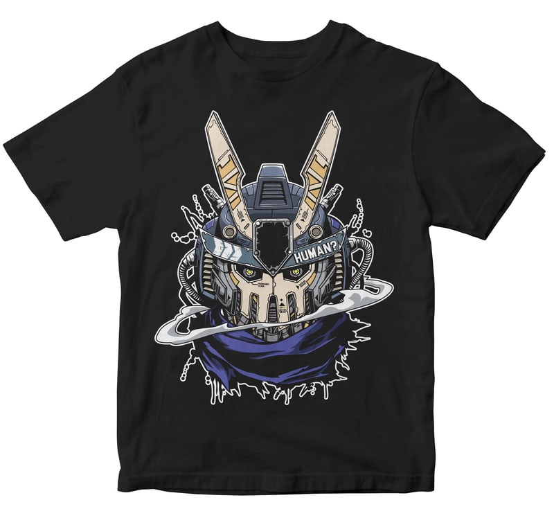 10 Robotic Cyborg or Cyberpunk full editable vector shirt designs