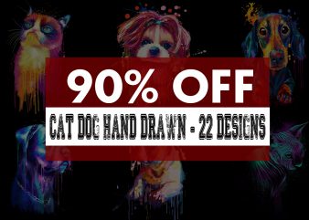 Super cool dog cat hand drawn bundle