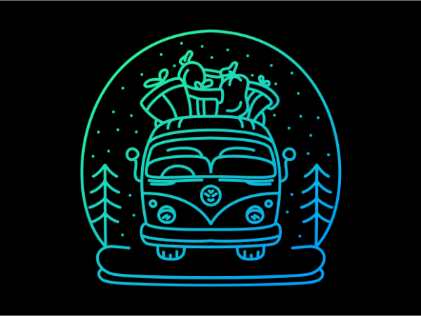 Christmas van vector shirt design