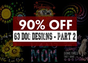 Super cool dog bundle – part 2 – 63 designs - 90% off