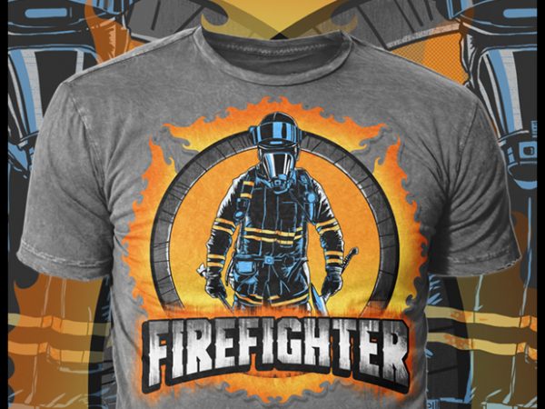 Firefighter print ready t shirt design