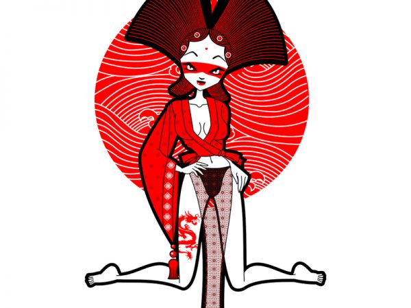 Geisha vector t shirt design for download