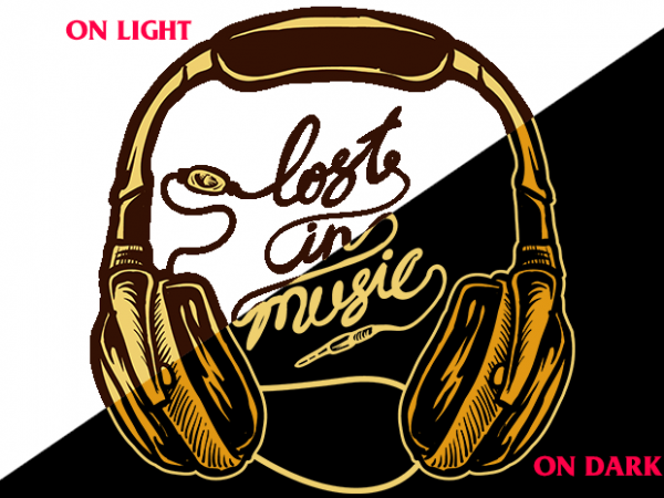 Lost in music (on dark and lighttees) design for t shirt