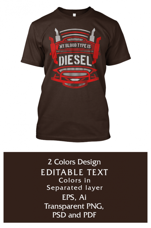 My Blood Type is Diesel t-shirt designs for merch by amazon