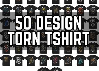 50 TORN TSHIRT DESIGN BUNDLES WITH ANIMAL