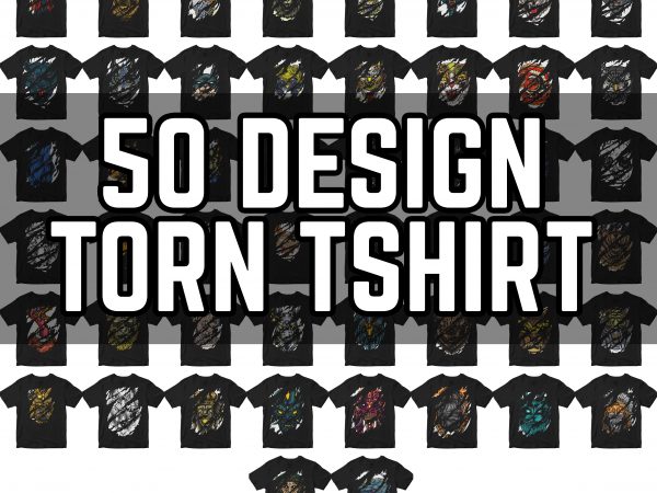 50 torn tshirt design bundles with animal