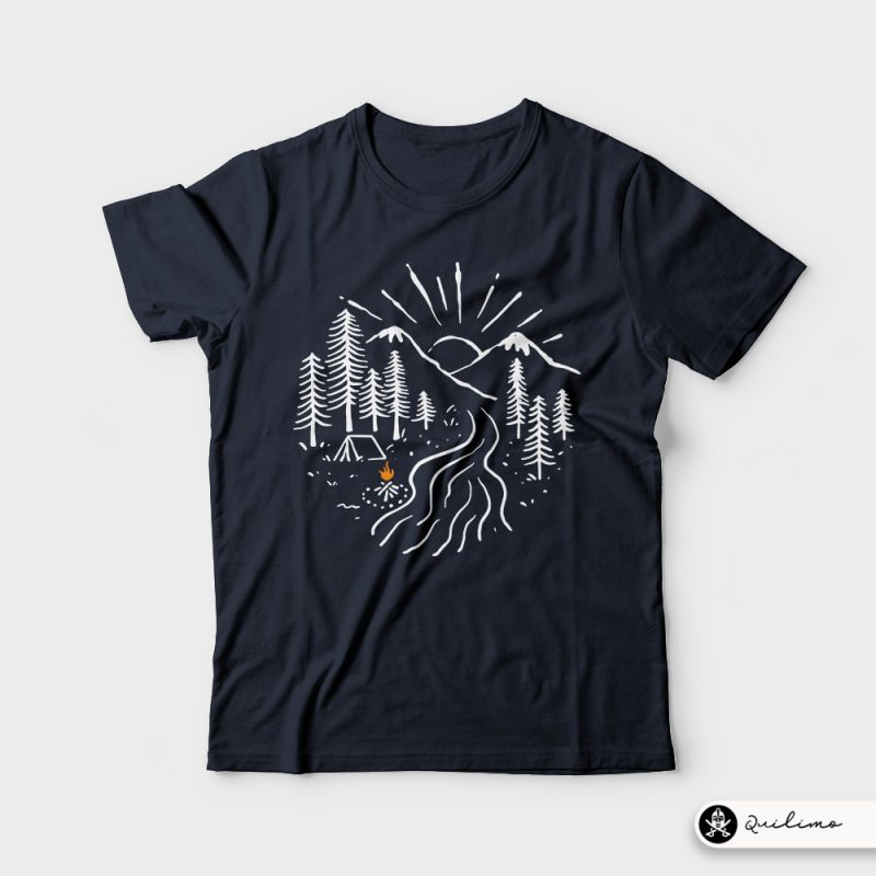 Camping and River commercial use t shirt designs