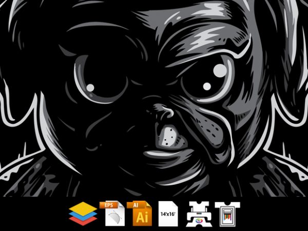 Pugnisher dog – vector t-shirt design Pugnisher dog – vector t-shirt design