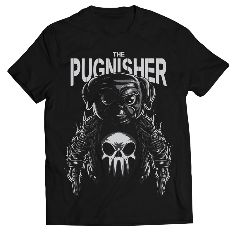 Pugnisher Dog – Vector T-shirt Design t shirt designs for teespring