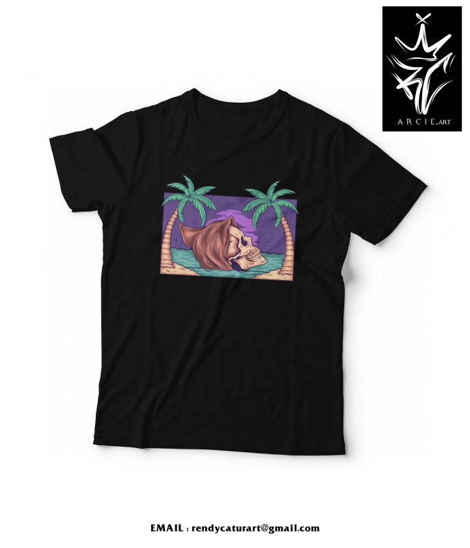 SKULL BEACH vector t shirt design