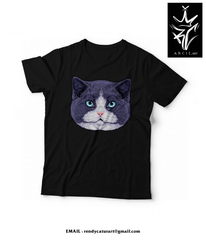 cat black commercial use t shirt designs