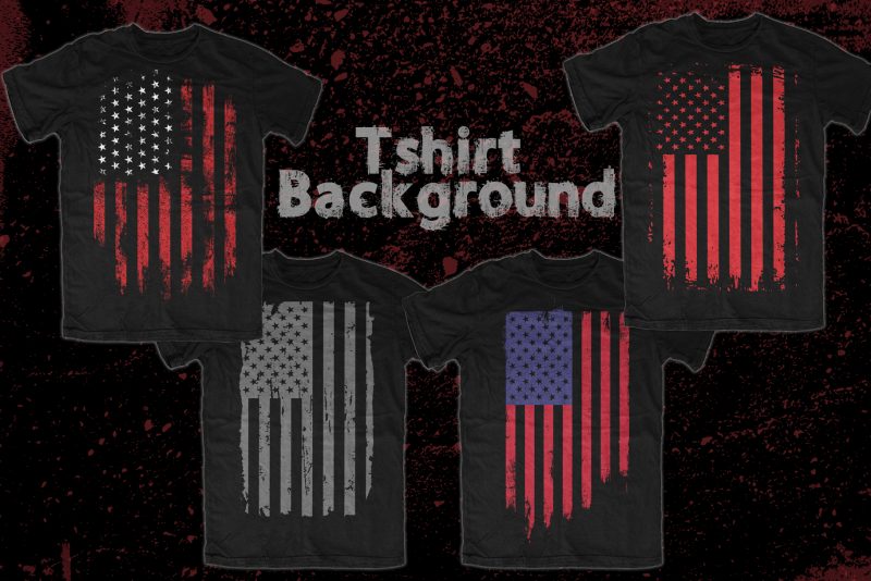 4 Distressed USA Flag t shirt designs for printful