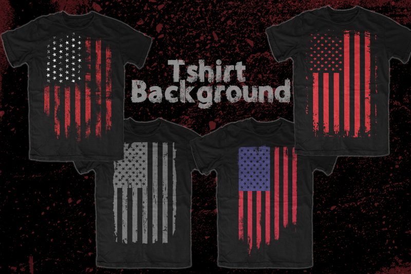 4 Distressed USA Flag t shirt designs for printful