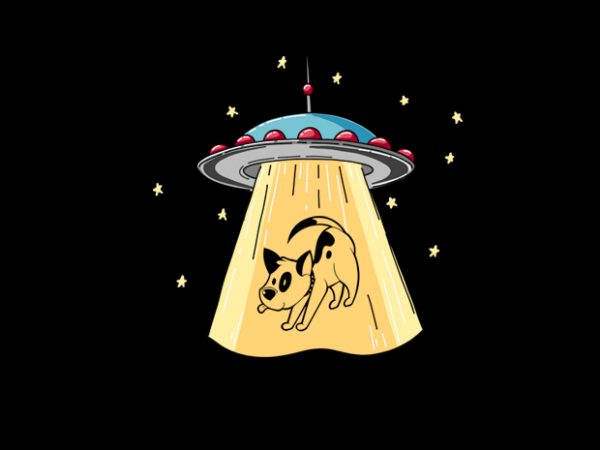 UFO Dog vector t shirt design for download UFO Dog vector t shirt design for download