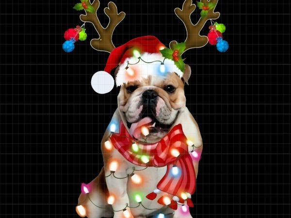 English Bulldog Santa Hat Reindeer Christmas Lights vector clipart English Bulldog Santa Hat Reindeer Christmas Lights vector clipart