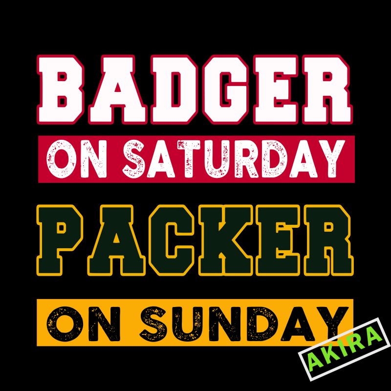 Badger on saturday packer on sunday svg,Badger on Saturday Packer on Sunday Green Bay Football t shirt designs for sale