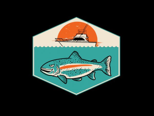 Bigger boat from fish vector t-shirt design