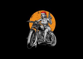 Biker Santa Girl Vector t-shirt design