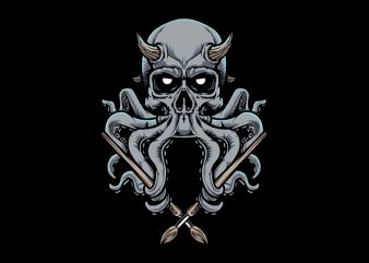 Skull Octopus Vector t-shirt design