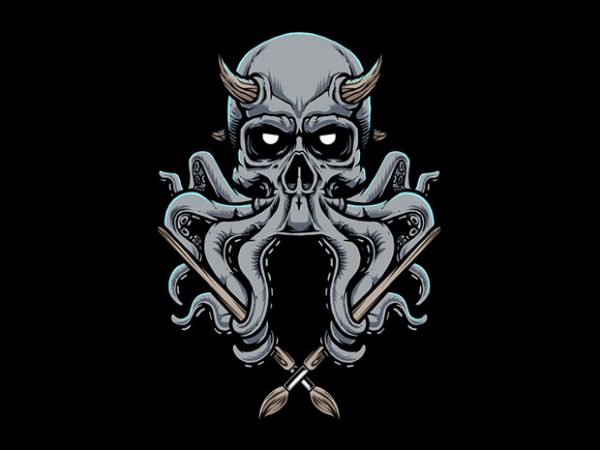 Skull octopus vector t-shirt design