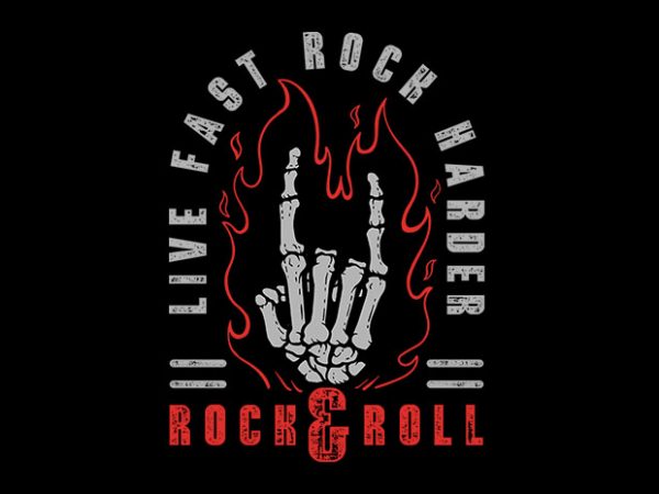 Hand skeleton rock & roll vector t-shirt design