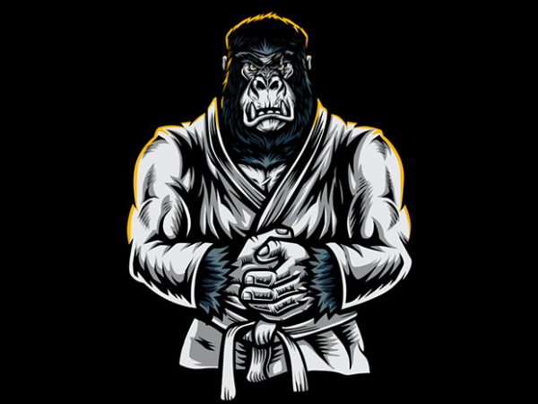 Jiu jitsu gorilla vector t-shirt design
