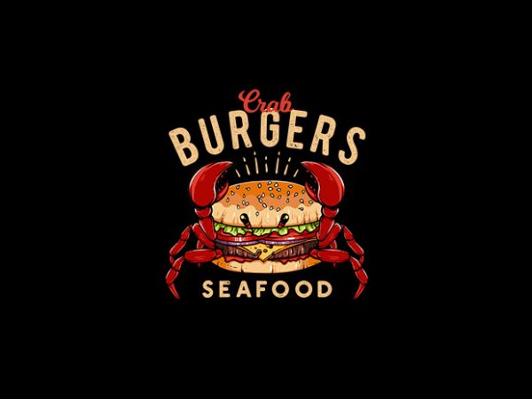 Crab burger vector t-shirt design