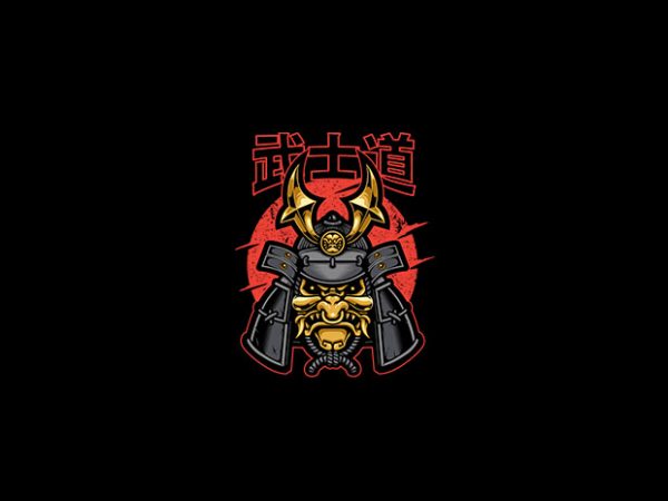 Samurai warrior mask vector t-shirt design