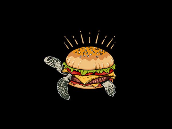 Turtles + burger vector t-shirt design