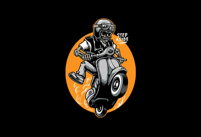 Skull Scooter Vector t-shirt design t shirt designs for merch teespring and printful
