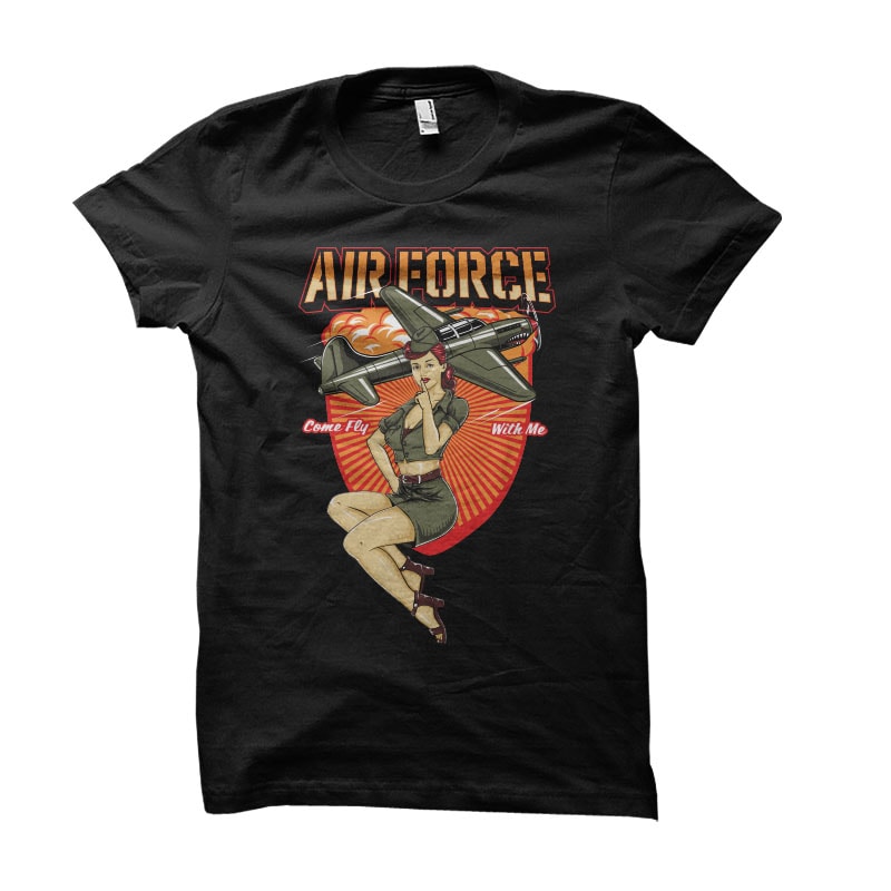 air force pin up Vector t-shirt design tshirt-factory.com