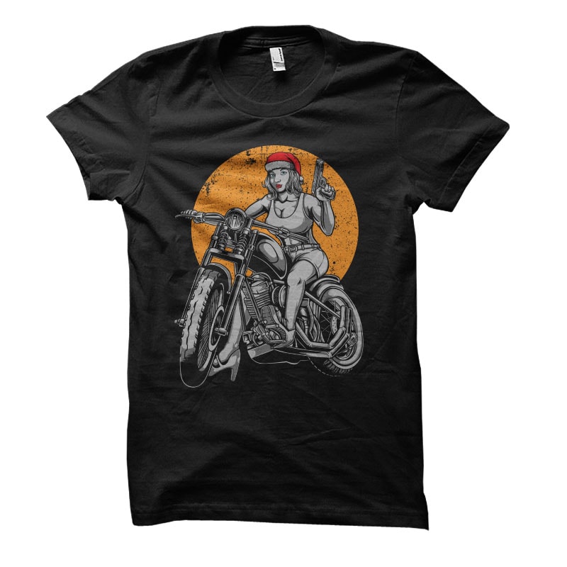 Biker Santa Girl Vector t-shirt design vector shirt designs