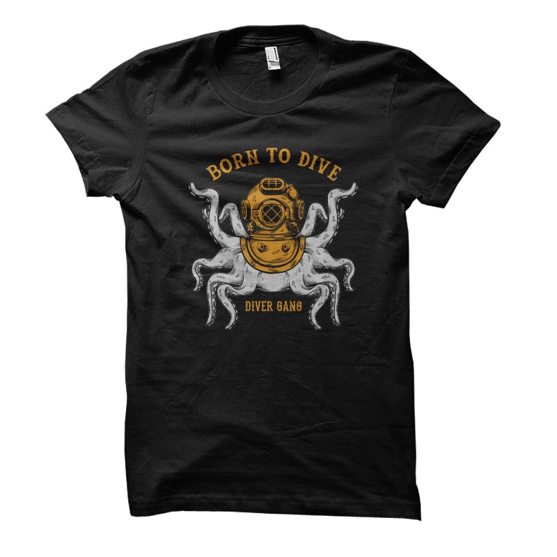 Octopus Helmet Vector t-shirt design t-shirt designs for merch by amazon