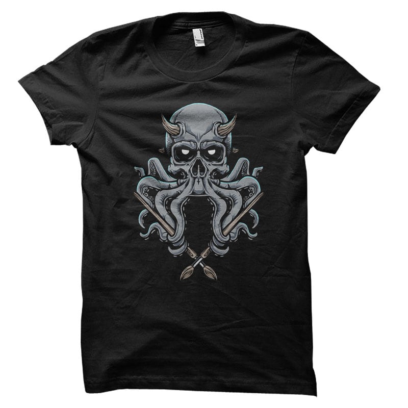 Skull Octopus Vector t-shirt design commercial use t shirt designs