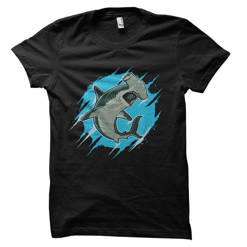 Hammerhead Shark Vector t-shirt design t shirt designs for print on demand