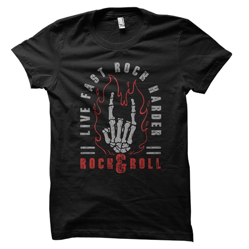 Hand Skeleton Rock & Roll Vector t-shirt design t shirt designs for merch teespring and printful