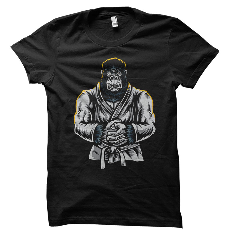 Jiu Jitsu Gorilla Vector t-shirt design t shirt designs for merch teespring and printful