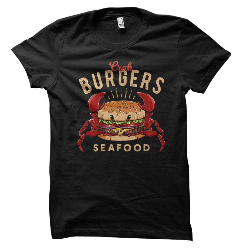 Crab Burger Vector t-shirt design tshirt designs for merch by amazon