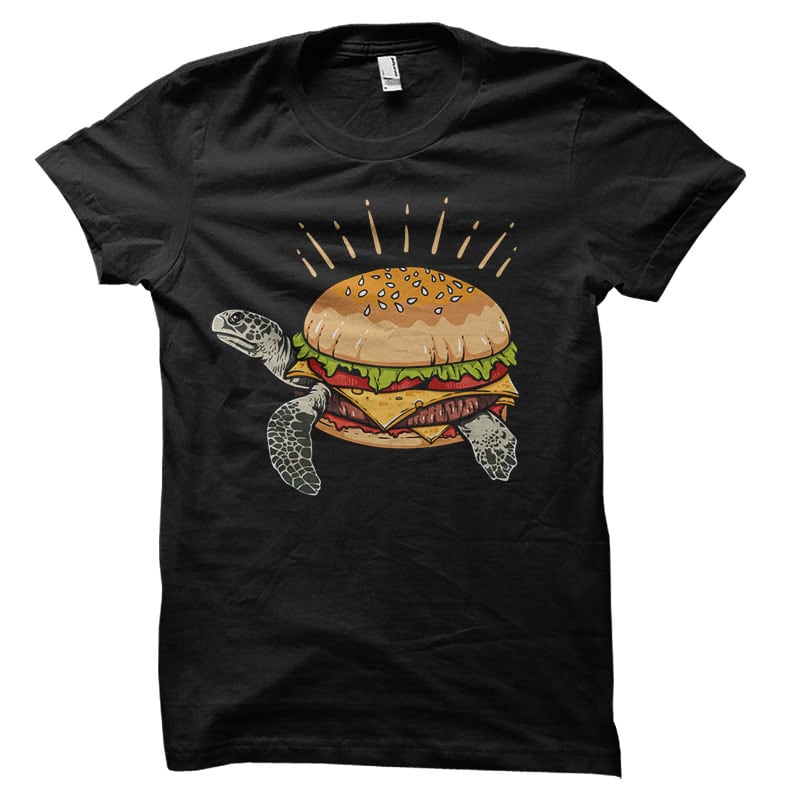 Turtles + Burger Vector t-shirt design tshirt designs for merch by amazon