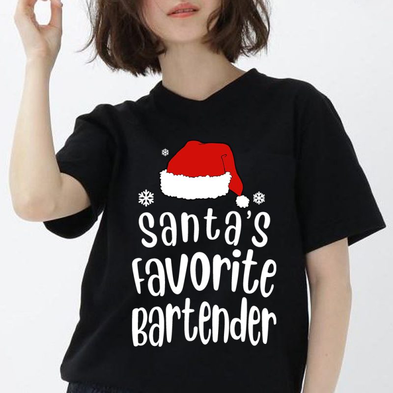 Bartender SVG, JPEG Silhouette Cameo Cricut Christmas svg santa svg iron on Santa’s favorite Bartender Christmas shirt new Bar svg, Drinking vector t-shirt design for