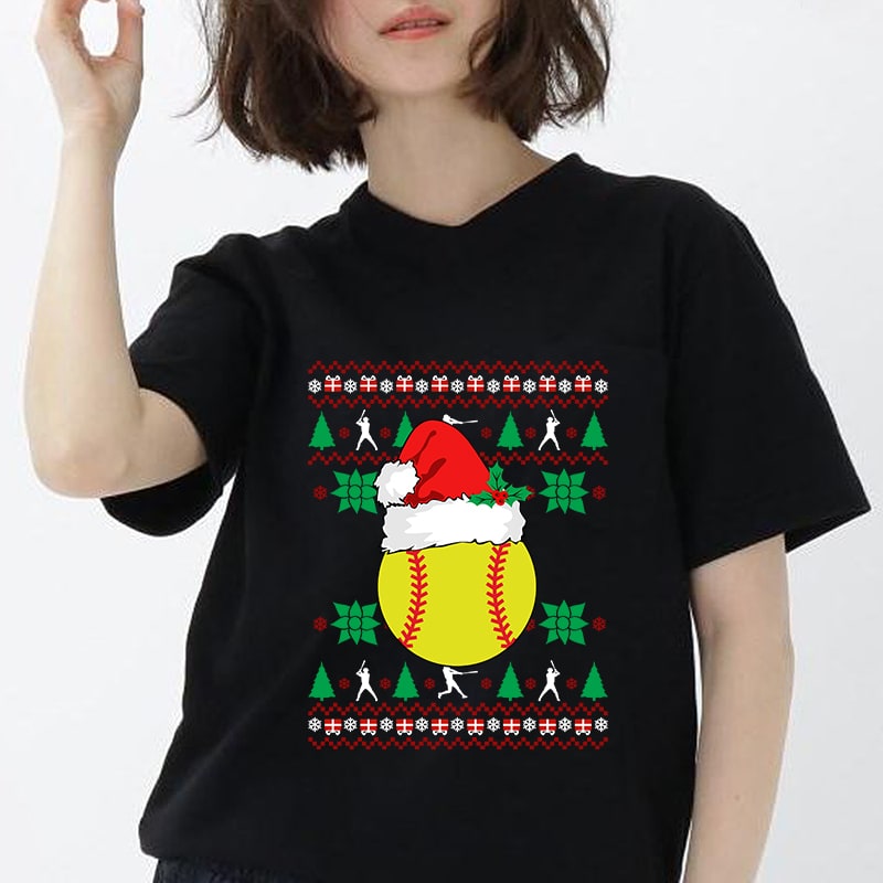Baseball Christmas, Merry Christmas, Sport, EPS DXF SVG PNG Digital Download t shirt designs for printify