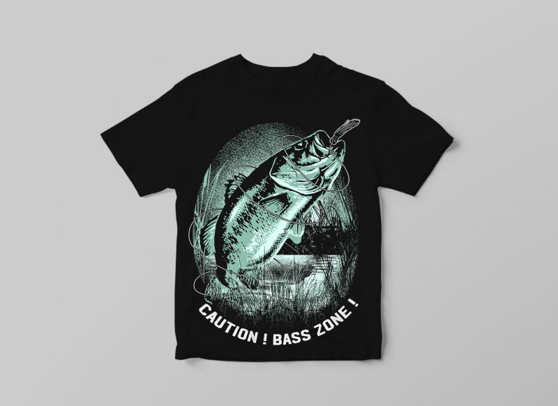 Big bass t-shirt designs for merch by amazon