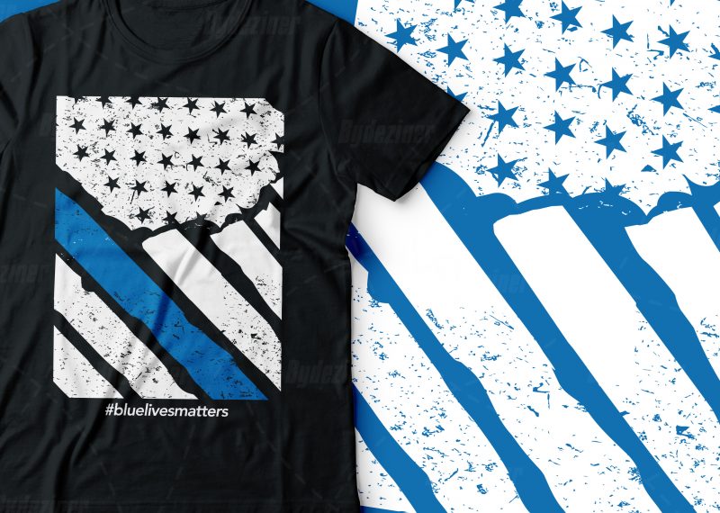 blue lives matters| blue police line america flag design |usa flag t-shirt designs for merch by amazon
