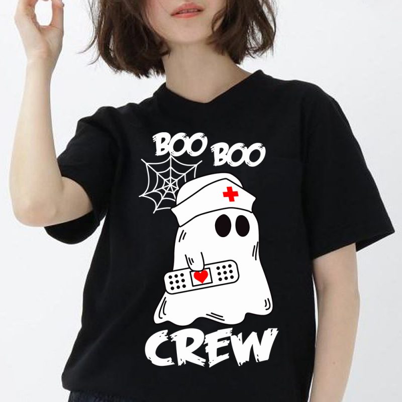 Boo Boo Crew Nurse Ghost Spider Web Funny Halloween SVG PNG EPS Cameo Silhouette Cutting File Cricut Craft Design Digital Download buy tshirt design