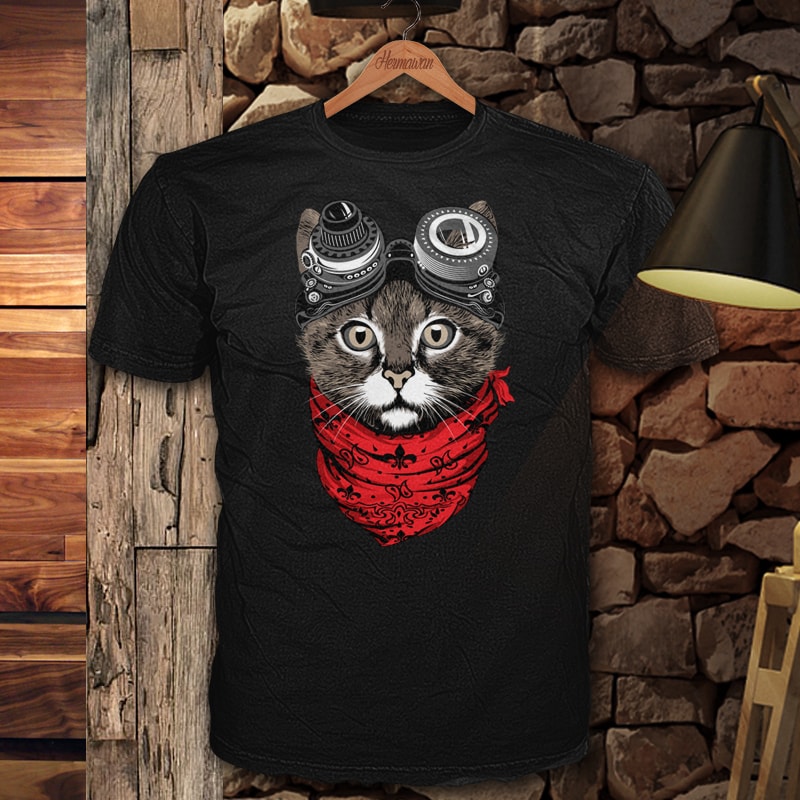 Catpunk t shirt designs for printful