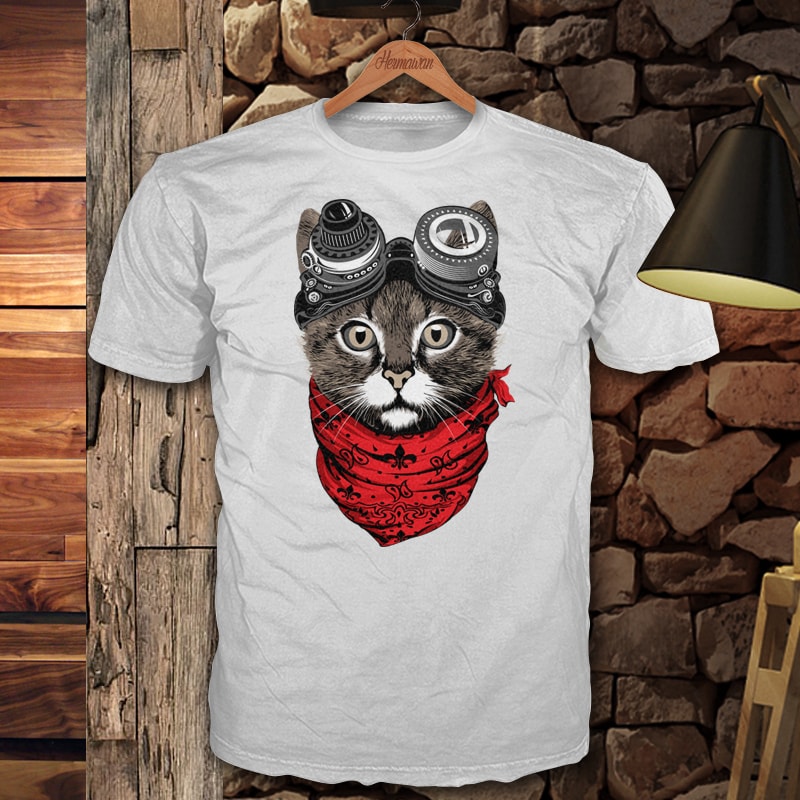 Catpunk t shirt designs for printful